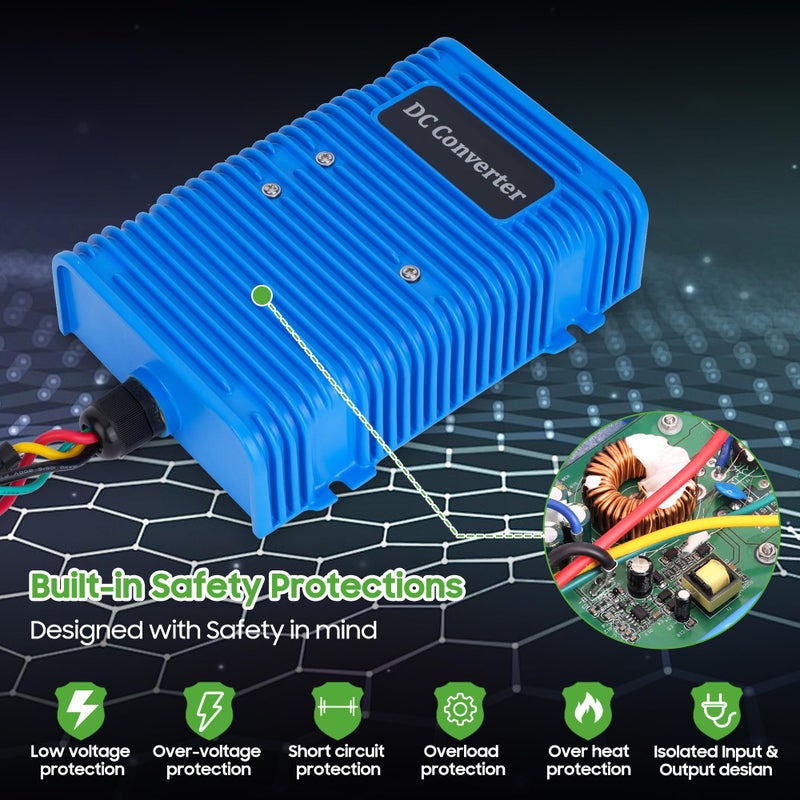 9.99WORLD MALL Universal Golf Cart Voltage Reducer DC Converter 36V or 48V to 12V, 30 Amp 360 Watts with Power Source - Image 3